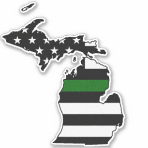 Thin Green Line Flag Michigan Aufkleber