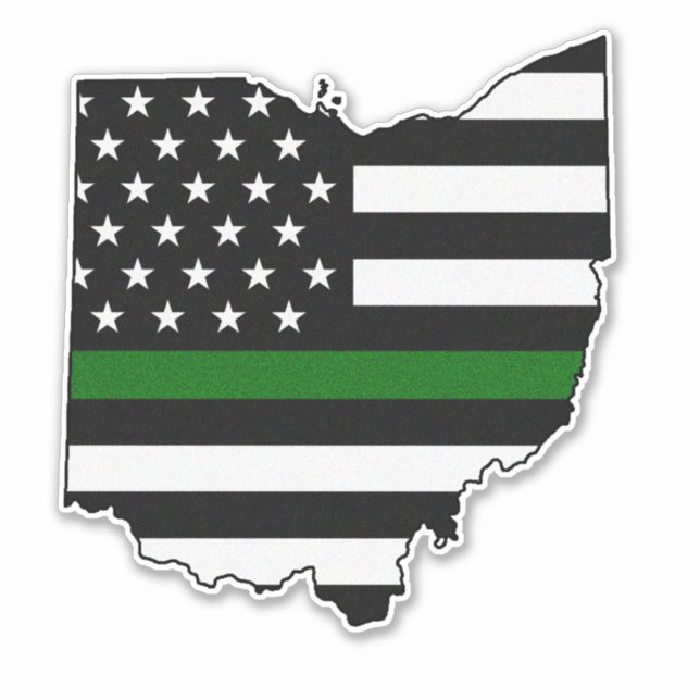 Thin Green Line Flag Ohio Aufkleber (Vorderseite)