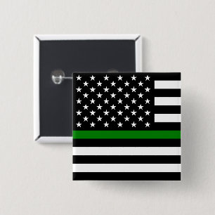 Thin Green Line Flag: Patriotische militärische Ve Button