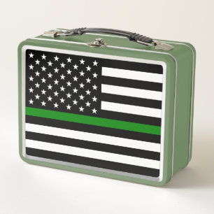 Thin Green Line Flag: Patriotische Veteranen des M Metall Brotdose