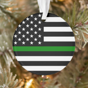 Thin Green Line Flag: Patriotische Veteranen des M Ornament