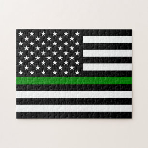 Thin Green Line Flag: Patriotische Veteranen des M Puzzle