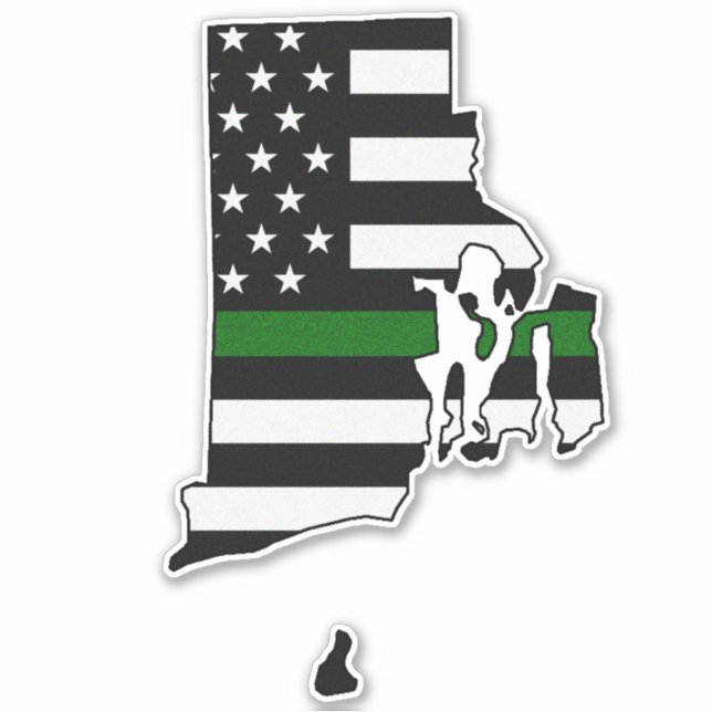 Thin Green Line Flag Rhode Island Aufkleber (Vorderseite)
