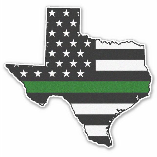 Thin Green Line Flag Texas Aufkleber (Vorderseite)