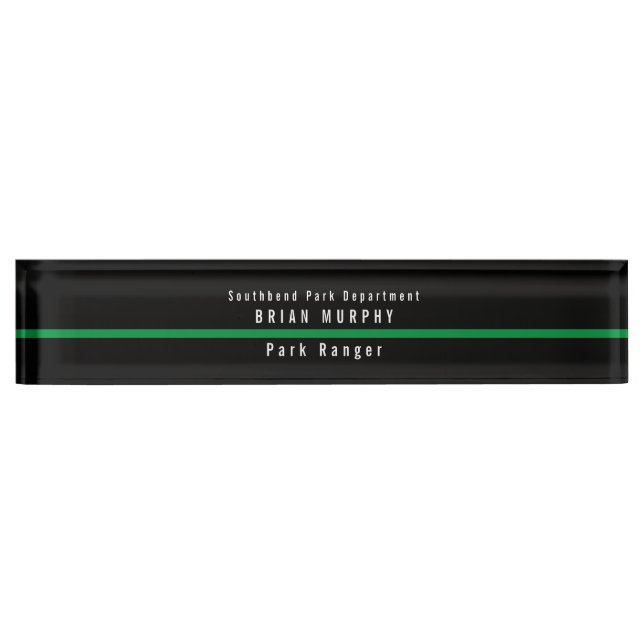Thin Green Line Military Modern Monogram Namensplakette (Vorderseite)