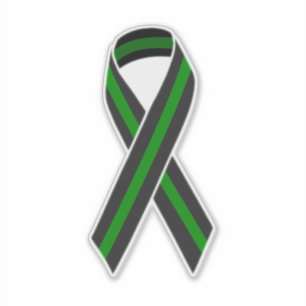 Thin Green Line Ribbon Aufkleber