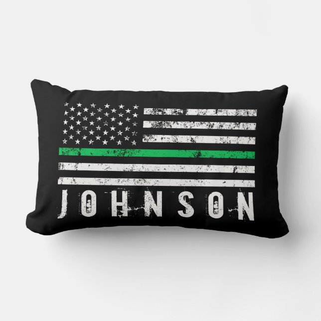 Thin Green Line Styling American Flag Individuelle Lendenkissen (Vorderseite)