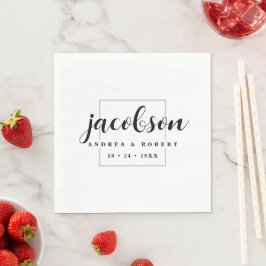 Thin Lavender Border Napkins mit Nachname Serviette
