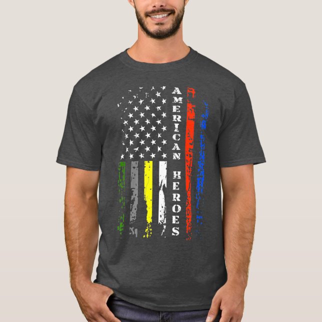 Thin Line First Responder Patriotic American T-Shirt (Vorderseite)