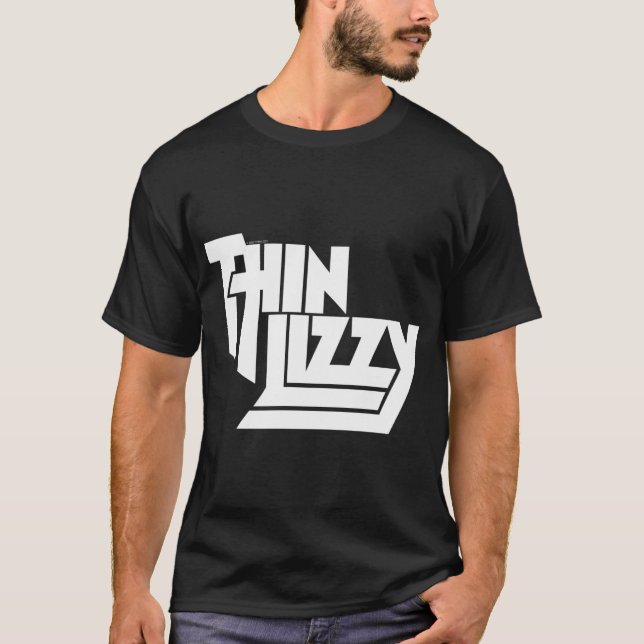 Thin Lizzy Â€"Weißes gestapelte Logo T-Shirt (Vorderseite)