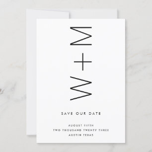 THIN MODERN MONOGRAMM NAMES SAVE THE DATE EINLADUNG
