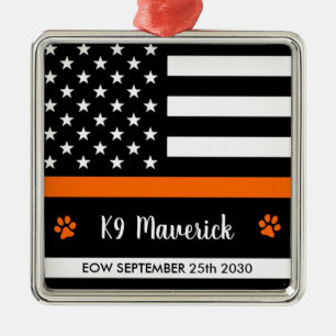 Thin Orange Line - Search & Rescue - SARS K9 Dog Ornament Aus Metall