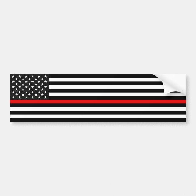Thin Red Line American Flag Autoaufkleber (Vorne)