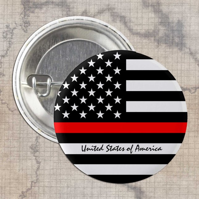 Thin Red Line & American Flag Fireman / USA Button (Von Creator hochgeladen)