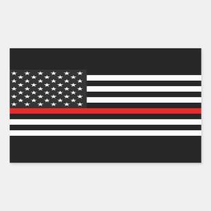 Thin Red Line American Flag Rechteckiger Aufkleber
