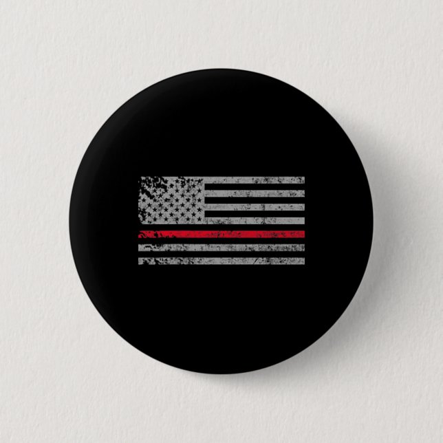 Thin Red Line American USA Flaggen Fireman Unterst Button (Vorderseite)