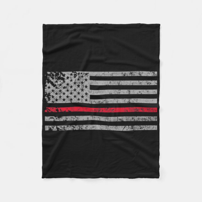 Thin Red Line American USA Flaggen Fireman Unterst Fleecedecke (Vorderseite)