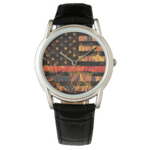 Thin Red Line and Flames Armbanduhr