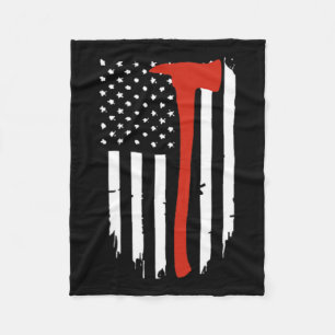 Thin Red Line Ax American Flag Patriot Feuerwehr Fleecedecke