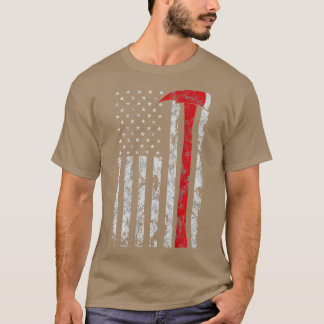 Thin Red Line Ax American Flag Patriot Firefikäte T-Shirt