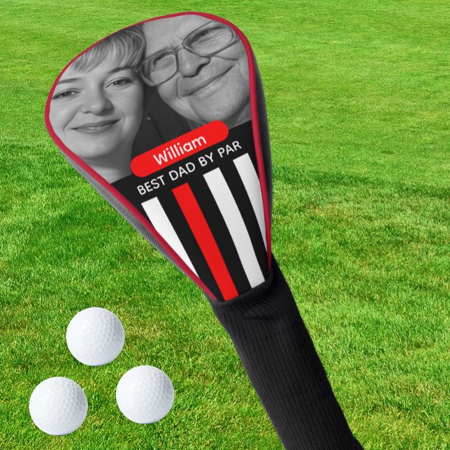 Thin Red Line, Best Dad, Photo, Monogram, Flag Golf Headcover (Thin Red Line Golf Head Cover / Photo, Name)