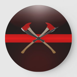 Thin Red Line Crossed Fire Axes Große Wanduhr