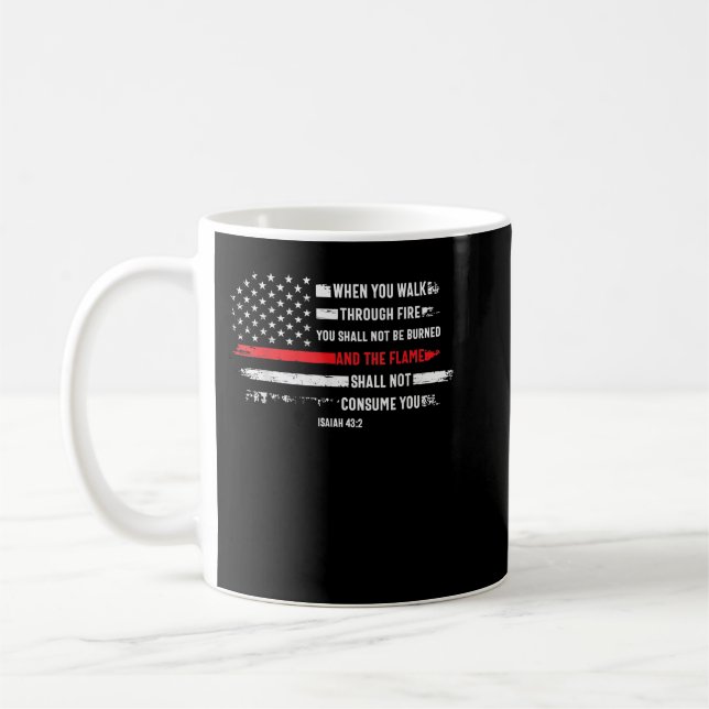 Thin Red Line Feuerwehrbibel Verse Isaiah 432 U Kaffeetasse (Links)