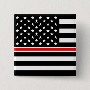 Thin Red Line Feuerwehrleute Heroes American Flag Button