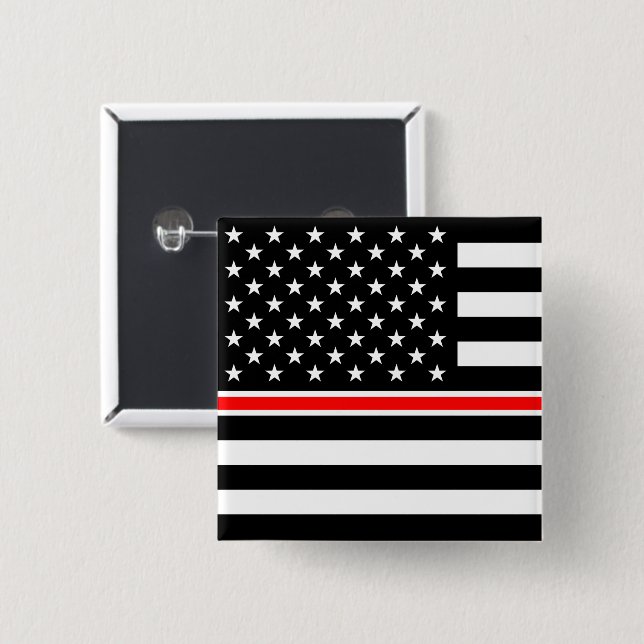 Thin Red Line Feuerwehrleute Heroes American Flag Button (Vorne & Hinten)