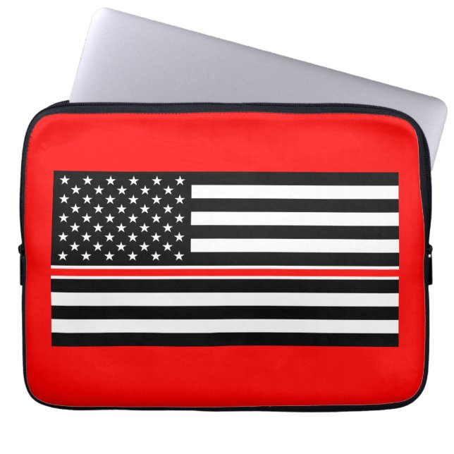 Thin Red Line Feuerwehrleute Heroes American Flag Laptopschutzhülle (Vorderseite)