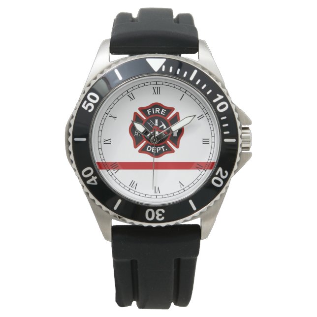 Thin Red Line Feuerwehrmann Maltese Cross White Fs Armbanduhr (Vorderseite)
