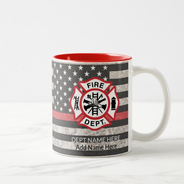 Thin Red Line, Firefighter Coffee Tasse, Fireman Zweifarbige Tasse (Rechts)