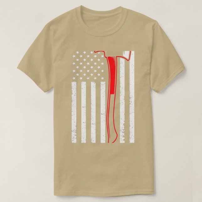 Thin Red Line Firefighter Fireman Ax American Fla T-Shirt (Design vorne)