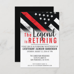 Thin Red Line Firefighter Fireman Retirement Party Einladung