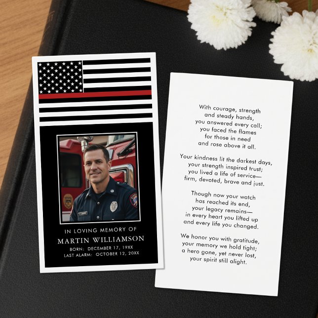 Thin Red Line Firefighter Memorial Prayer Card (Von Creator hochgeladen)
