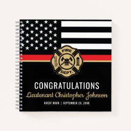 Thin Red Line Firefighter Retirement Gästebuch Notizbuch