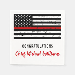 Thin Red Line Fireman Feuerwehrruhestand Serviette