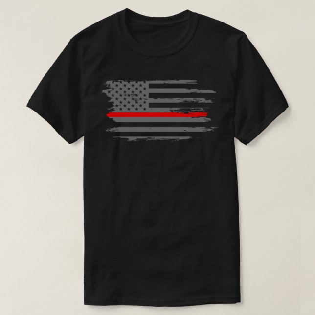 Thin Red Line Fireman Fire & Rescue American Flag T-Shirt (Design vorne)