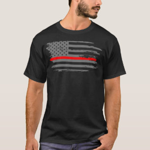 Thin Red Line Fireman Fire & Rescue American Flag T-Shirt