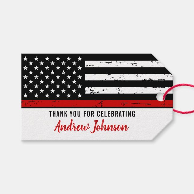 Thin Red Line Fireman Firefighter Abschluss Geschenkanhänger (Vorderseite (Horizontal))