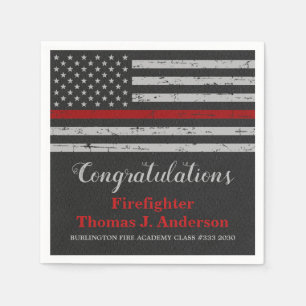 Thin Red Line Fireman Firefighter Abschluss Serviette