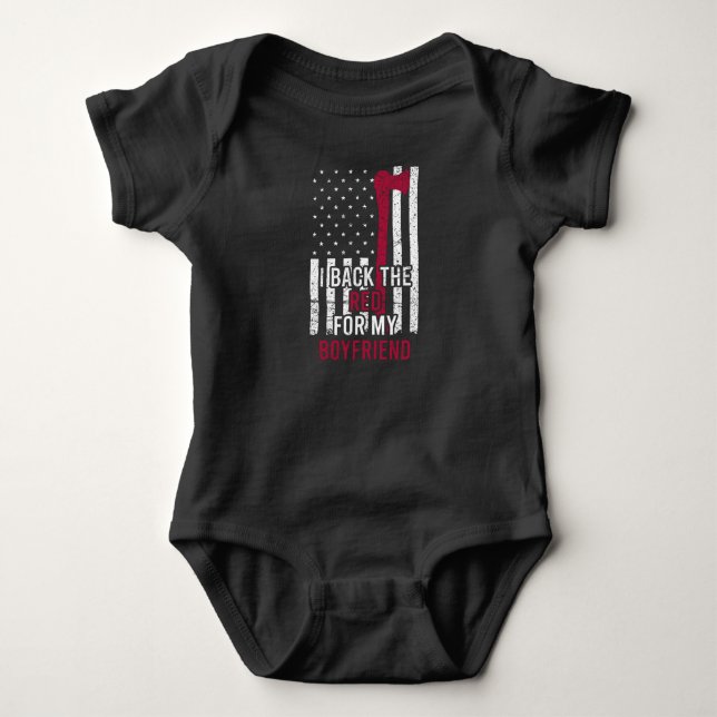 Thin Red Line Flag Feuerwehrfrau Baby Strampler (Vorderseite)