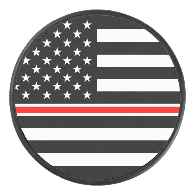 Thin Red Line Flag: Feuerwehrheldengedächtnis Eishockey Puck (Vorderseite)