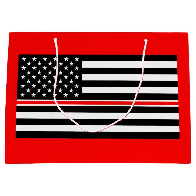 Thin Red Line Flag: Feuerwehrheldengedächtnis Große Geschenktüte (Vorderseite)