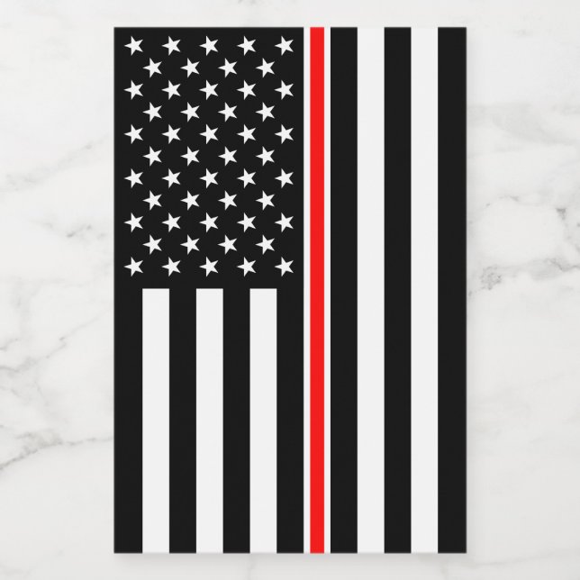 Thin Red Line Flag: Feuerwehrheldengedächtnis Lebensmitteletikett (Einzelnes Label)
