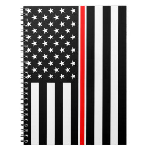 Thin Red Line Flag: Feuerwehrheldengedächtnis Notizblock
