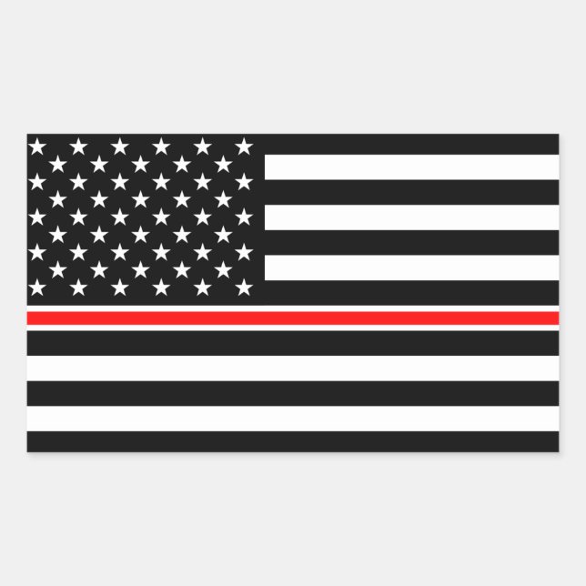 Thin Red Line Flag: Feuerwehrheldengedächtnis Rechteckiger Aufkleber (Vorderseite)