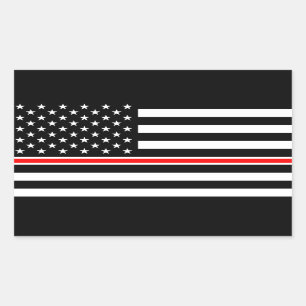 Thin Red Line Flag: Feuerwehrheldengedächtnis Rechteckiger Aufkleber