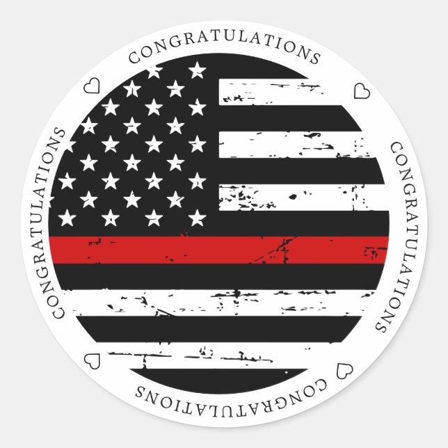 Thin Red Line Flag Feuerwehrmann Glückwünsche Runder Aufkleber (Vorderseite)