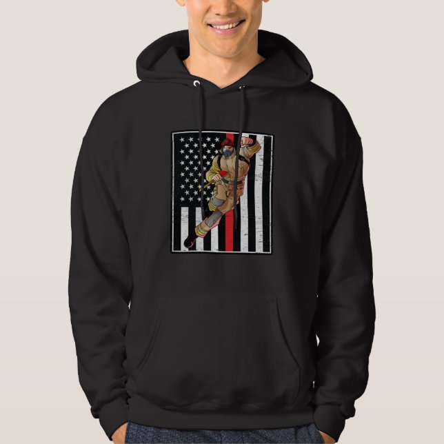 Thin Red Line Flag Fireman Hero for Firefighter Da Hoodie (Vorderseite)